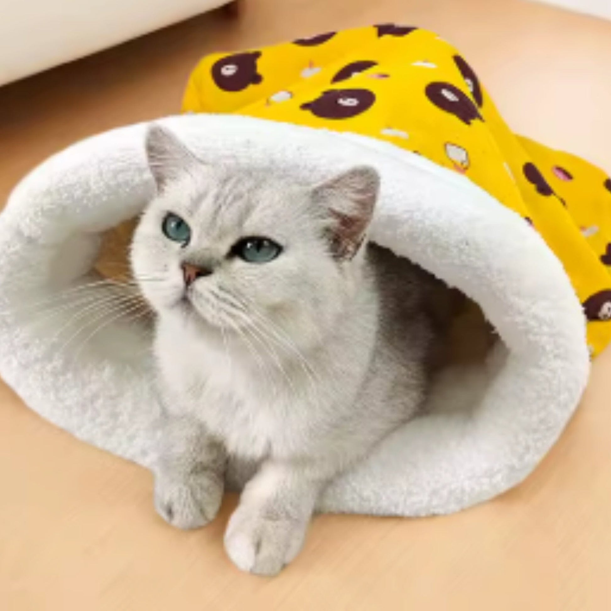 Lit chat, Sac de couchage pour chat - Jaune| Jaunetteâą chatdoux