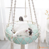 hamac-pour-chat-avec-coussin-vert-suspendouce