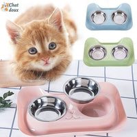 Gamelle chat double bols | KeepCrumbs ™ chat doux